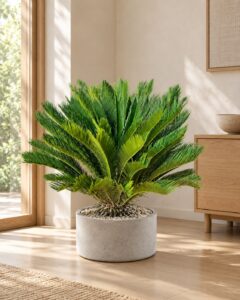 Sago palm | Large floor plant 大型植物擺放於日式家居室內空間的情境示意圖 / Sago palm | Large floor plant large indoor plant styled in a Japanese home interior