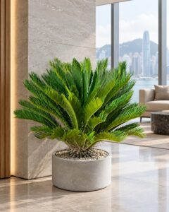 Sago palm | Large floor plant 大型植物擺放於半山輕奢家居室內空間的情境示意圖 / Sago palm | Large floor plant large indoor plant styled in a Mid-Levels quiet-luxury home interior
