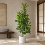 Banyan fig | Large floor plant 大型植物置於日式侘寂玄關的情境示意圖 / Banyan fig | Large floor plant styled in a Japanese wabi-sabi entryway